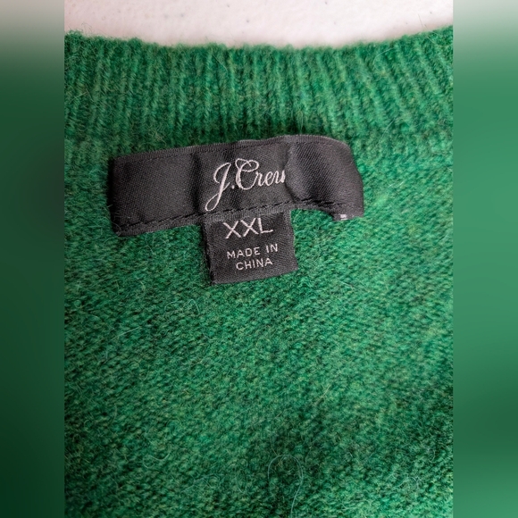J. Crew Women's Emerald Green High Low V-Neck Relaxed Merino Blend Sweater XXL - Picture 4 of 11